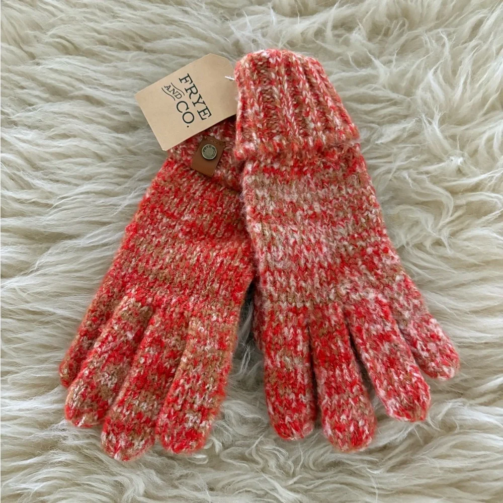 NWT FRYE AND CO. Orange Space Dyed Knit Winter Gloves